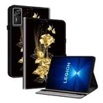 For Lenovo Legion Y700 Gen 4 Crystal Texture Painted Leather Tablet Case(Gold Butterfly Rose)