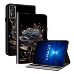 For Lenovo Legion Y700 Gen 4 Crystal Texture Painted Leather Tablet Case(Black Rose)