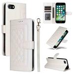 For iPhone SE 2022 / SE 2020 Diamond Lattice Leather Flip Phone Case(White)