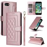 For iPhone SE 2022 / SE 2020 Diamond Lattice Leather Flip Phone Case(Rose Gold)