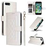 For iPhone 8 Plus / 7 Plus Diamond Lattice Leather Flip Phone Case(White)