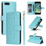 For iPhone 8 Plus / 7 Plus Diamond Lattice Leather Flip Phone Case(Mint Green)
