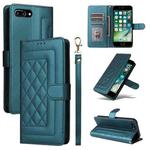For iPhone 8 Plus / 7 Plus Diamond Lattice Leather Flip Phone Case(Green)