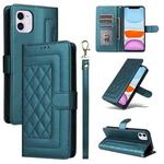 For iPhone 11 Diamond Lattice Leather Flip Phone Case(Green)