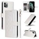For iPhone 11 Pro Diamond Lattice Leather Flip Phone Case(White)