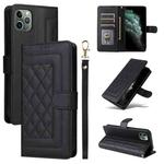 For iPhone 11 Pro Diamond Lattice Leather Flip Phone Case(Black)