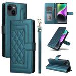 For iPhone 14 Diamond Lattice Leather Flip Phone Case(Green)