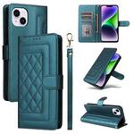 For iPhone 14 Plus Diamond Lattice Leather Flip Phone Case(Green)