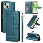 For iPhone 15 Plus Diamond Lattice Leather Flip Phone Case(Green)