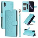 For iPhone XR Diamond Lattice Leather Flip Phone Case(Mint Green)