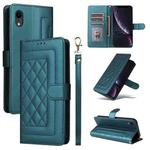 For iPhone XR Diamond Lattice Leather Flip Phone Case(Green)