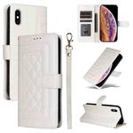 For iPhone XS / X Diamond Lattice Leather Flip Phone Case(White)