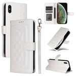 For iPhone XS Max Diamond Lattice Leather Flip Phone Case(White)