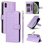 For iPhone XS Max Diamond Lattice Leather Flip Phone Case(Light Purple)