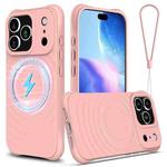 For iPhone 17 Pro Max Wave Texture MagSafe Magnetic Liquid Silicone Phone Case(Pink)