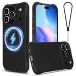 For iPhone 17 Pro Wave Texture MagSafe Magnetic Liquid Silicone Phone Case(Black)