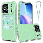 For iPhone 17 Pro Wave Texture MagSafe Magnetic Liquid Silicone Phone Case(Green)