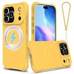 For iPhone 17 Pro Wave Texture MagSafe Magnetic Liquid Silicone Phone Case(Yellow)