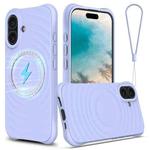 For iPhone 17 Wave Texture MagSafe Magnetic Liquid Silicone Phone Case(Purple)