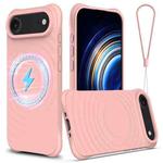 For iPhone 17 Air Wave Texture MagSafe Magnetic Liquid Silicone Phone Case(Pink)
