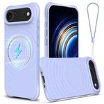 For iPhone 17 Air Wave Texture MagSafe Magnetic Liquid Silicone Phone Case(Purple)