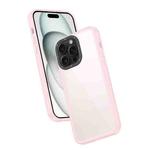 For iPhone 15 Pro Max Frame Two Color Lens Ring TPU Phone Case(Pink)