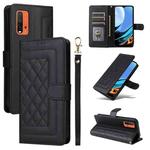 For Xiaomi Redmi 9T Diamond Lattice Leather Flip Phone Case(Black)