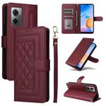 For Xiaomi Redmi 10 5G Diamond Lattice Leather Flip Phone Case(Wine Red)