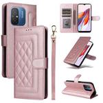 For Xiaomi Redmi 12C Diamond Lattice Leather Flip Phone Case(Rose Gold)