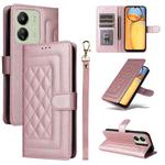 For Xiaomi Redmi 13C Diamond Lattice Leather Flip Phone Case(Rose Gold)