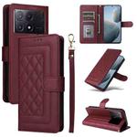 For Xiaomi Redmi K70E Diamond Lattice Leather Flip Phone Case(Wine Red)