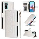 For Xiaomi Redmi Note 10 Diamond Lattice Leather Flip Phone Case(White)