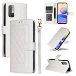 For Xiaomi Redmi Note 10 5G Diamond Lattice Leather Flip Phone Case(White)