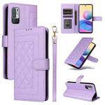 For Xiaomi Redmi Note 10 5G Diamond Lattice Leather Flip Phone Case(Light Purple)