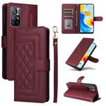 For Xiaomi Redmi Note 11 5G Diamond Lattice Leather Flip Phone Case(Wine Red)