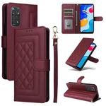 For Xiaomi Redmi Note 11s / 12s Diamond Lattice Leather Flip Phone Case(Wine Red)