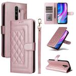 For Xiaomi Redmi Note 8 Pro Diamond Lattice Leather Flip Phone Case(Rose Gold)