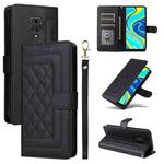 For Xiaomi Redmi Note 9s Diamond Lattice Leather Flip Phone Case(Black)