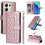 For Xiaomi Redmi Note 13 4G Diamond Lattice Leather Flip Phone Case(Rose Gold)