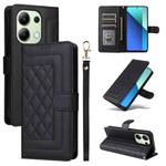 For Xiaomi Redmi Note 13 4G Diamond Lattice Leather Flip Phone Case(Black)