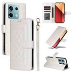 For Xiaomi Redmi Note 13 5G Diamond Lattice Leather Flip Phone Case(White)