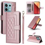 For Xiaomi Redmi Note 13 5G Diamond Lattice Leather Flip Phone Case(Rose Gold)