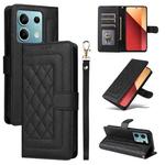 For Xiaomi Redmi Note 13 5G Diamond Lattice Leather Flip Phone Case(Black)