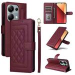 For Xiaomi Redmi Note 13 Pro 4G Diamond Lattice Leather Flip Phone Case(Wine Red)