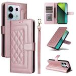 For Xiaomi Redmi Note 13 Pro 5G Diamond Lattice Leather Flip Phone Case(Rose Gold)