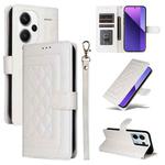 For Xiaomi Redmi Note 13 Pro+ 5G Diamond Lattice Leather Flip Phone Case(White)