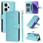 For Xiaomi Redmi Note 13 Pro+ 5G Diamond Lattice Leather Flip Phone Case(Mint Green)