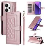 For Xiaomi Redmi Note 13 Pro+ 5G Diamond Lattice Leather Flip Phone Case(Rose Gold)