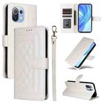 For Xiaomi Mi 11 Lite Diamond Lattice Leather Flip Phone Case(White)