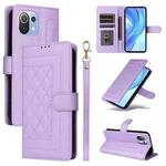 For Xiaomi Mi 11 Lite Diamond Lattice Leather Flip Phone Case(Light Purple)